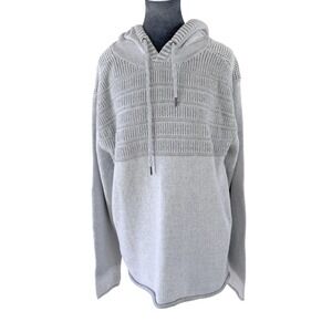 BKE Mens Hygge Scandi Style Light Gray Textured Knit Pullover Hoodie Sweater XL‎